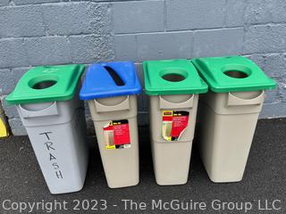 Four (4) Rubbermaid Recycling & Trash Cans