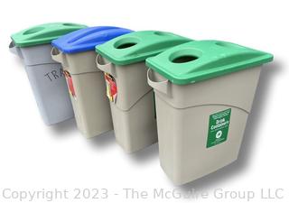 Four (4) Rubbermaid Recycling & Trash Cans