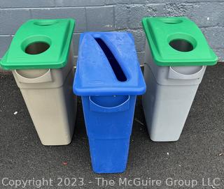 Three (3) Rubbermaid Recycling & Trash Cans