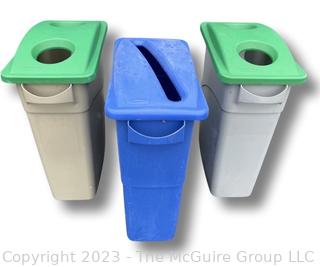 Three (3) Rubbermaid Recycling & Trash Cans