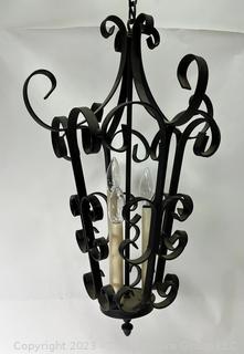 Spanish Revival Wrought Iron Pendant Chandelier Lamp