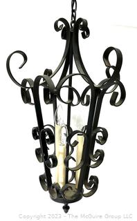 Spanish Revival Wrought Iron Pendant Chandelier Lamp