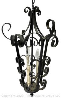 Spanish Revival Wrought Iron Pendant Chandelier Lamp