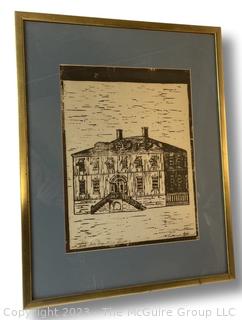 Framed Under Glass Print of Old State Department Building.  21" x 27".