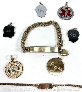 Group of Pendants and ID Bracelets