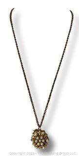 Faux Pearl Encrusted Amsley Automatic Watch Pendant on Chain