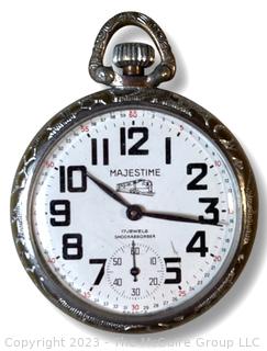 Majestime Swiss Made Pocket Watch Railroad Open Face 17 Jewels 