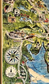 Framed Under Glass Illustrated Map of Passamaquoddy Fundy Isles Region of Maine.  21" x 30".