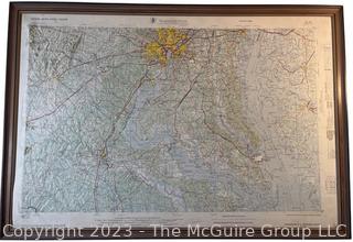 Framed 1968 US Army Corp of Engineers Plastic Topographical Map of Washington DC and Surrounding Areas. 22" x 32"