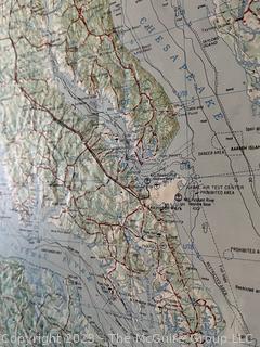 Framed 1968 US Army Corp of Engineers Plastic Topographical Map of Washington DC and Surrounding Areas. 22" x 32"