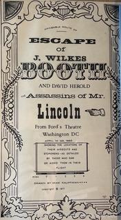 Framed 1977 Map of John Wilkes Booth Escape Route Tour Through Virginia