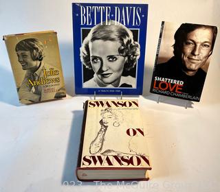 Four (4) Books on Movie Stars Including Gloria Swanson, Julie Andrews, Bette Davis and Richard Chamberlain