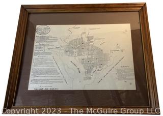 Framed Black & White Reprint of the Original Plan Map of Washington DC.  Measures 22 x 26" outside and 14 x 19" image.