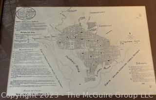 Framed Black & White Reprint of the Original Plan Map of Washington DC.  Measures 22 x 26" outside and 14 x 19" image.