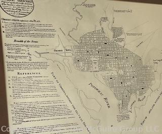 Framed Black & White Reprint of the Original Plan Map of Washington DC.  Measures 22 x 26" outside and 14 x 19" image.