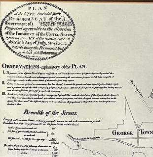 Framed Black & White Reprint of the Original Plan Map of Washington DC.  Measures 22 x 26" outside and 14 x 19" image.