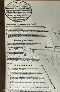 Framed Black & White Reprint of the Original Plan Map of Washington DC.  Measures 22 x 26" outside and 14 x 19" image.