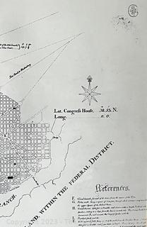 Framed Black & White Reprint of the Original Plan Map of Washington DC.  Measures 22 x 26" outside and 14 x 19" image.