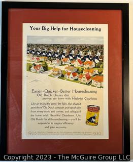 Framed Good Housekeeping Advertisement Featuring Old Dutch.  15" x 19"