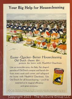 Framed Good Housekeeping Advertisement Featuring Old Dutch.  15" x 19"