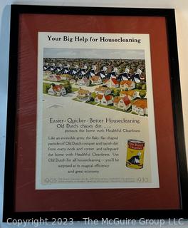 Framed Good Housekeeping Advertisement Featuring Old Dutch.  15" x 19"