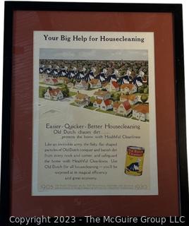 Framed Good Housekeeping Advertisement Featuring Old Dutch.  15" x 19"