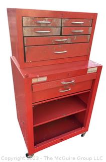 Sears Craftsman Red Metal Rolling Industrial Tool Box Chest Cart. 17" x 23" x 44"