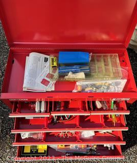 Red Craftsman Home Tool Storage Box with Tools. 26" x 12"x 16".