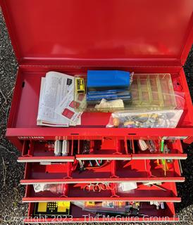 Red Craftsman Home Tool Storage Box with Tools. 26" x 12"x 16".