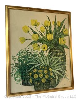 Framed Print of Yellow Tulips by Ida Pellei 1972.  26" x 32".