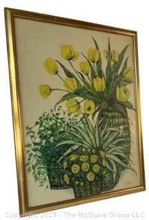 Framed Print of Yellow Tulips by Ida Pellei 1972.  26" x 32".