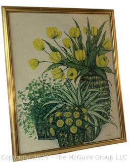 Framed Print of Yellow Tulips by Ida Pellei 1972.  26" x 32".