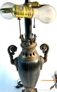 Pair of Neo-Classical Revival Bronze Urns Mounted as Lamps