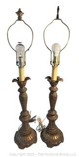 Two (2) Neoclassic Style Pineapple Column Table Lamps