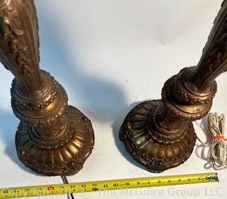 Two (2) Neoclassic Style Pineapple Column Table Lamps