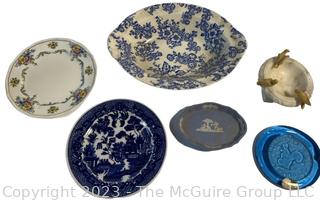 Porcelain China Plates, Wedgwood Pin Dish and Cobalt Blue Sun Catcher