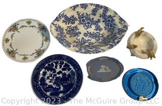 Porcelain China Plates, Wedgwood Pin Dish and Cobalt Blue Sun Catcher