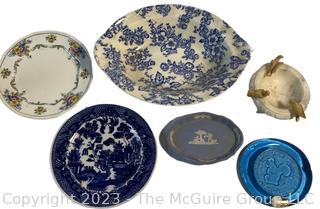 Porcelain China Plates, Wedgwood Pin Dish and Cobalt Blue Sun Catcher