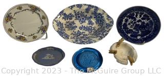 Porcelain China Plates, Wedgwood Pin Dish and Cobalt Blue Sun Catcher