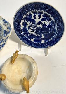 Porcelain China Plates, Wedgwood Pin Dish and Cobalt Blue Sun Catcher