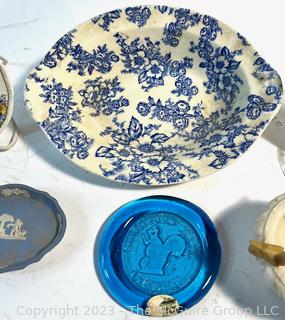 Porcelain China Plates, Wedgwood Pin Dish and Cobalt Blue Sun Catcher