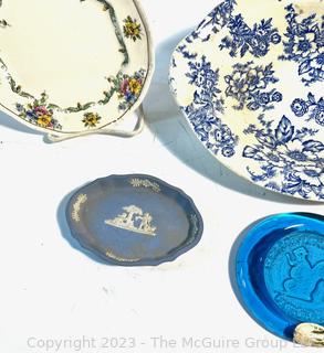 Porcelain China Plates, Wedgwood Pin Dish and Cobalt Blue Sun Catcher