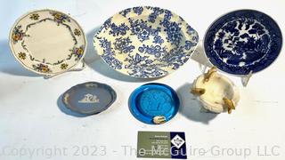 Porcelain China Plates, Wedgwood Pin Dish and Cobalt Blue Sun Catcher