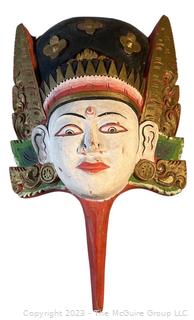 Ramayana Hindu Goddess Painted Wood Mask.  17"