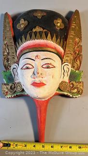 Ramayana Hindu Goddess Painted Wood Mask.  17"