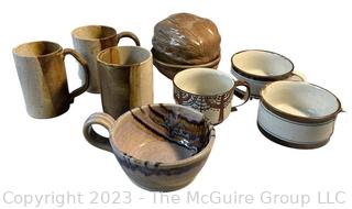 Group of Porcelain Cups, Mugs and Walnut Shaped Dish