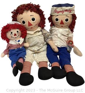 Four (4) Vintage Raggedy Ann & Andy Dolls, Two 26" Tall.  