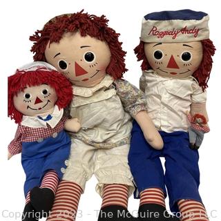 Four (4) Vintage Raggedy Ann & Andy Dolls, Two 26" Tall.  