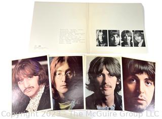 Vinyl Record Album: "The Beatles" White Album on White Vinyl Double Album with Four (4) Pictures of Band Members and Poster. Capitol Records 1978. Discoloration to both records SN# SEBX-4-11841