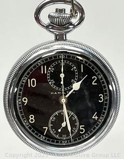 WWII Hamilton Model 23 AN-5742-1 Military Chronograph Pocket Watch Circa 1942